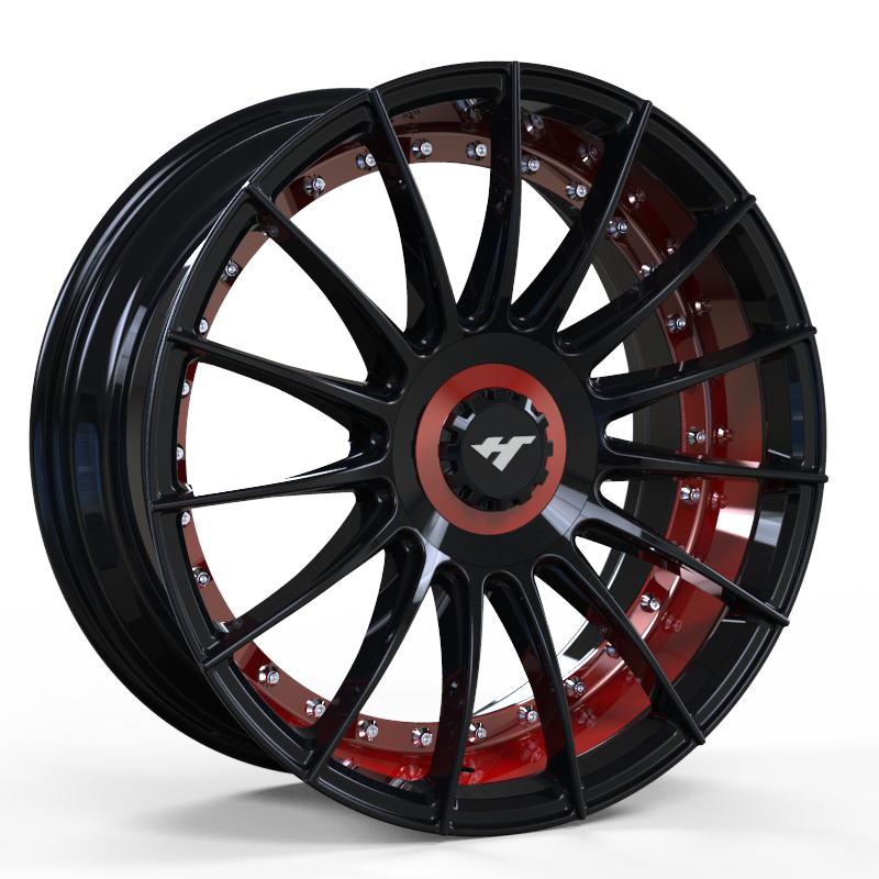 20X8.5 inch black & red undercut wheel rim